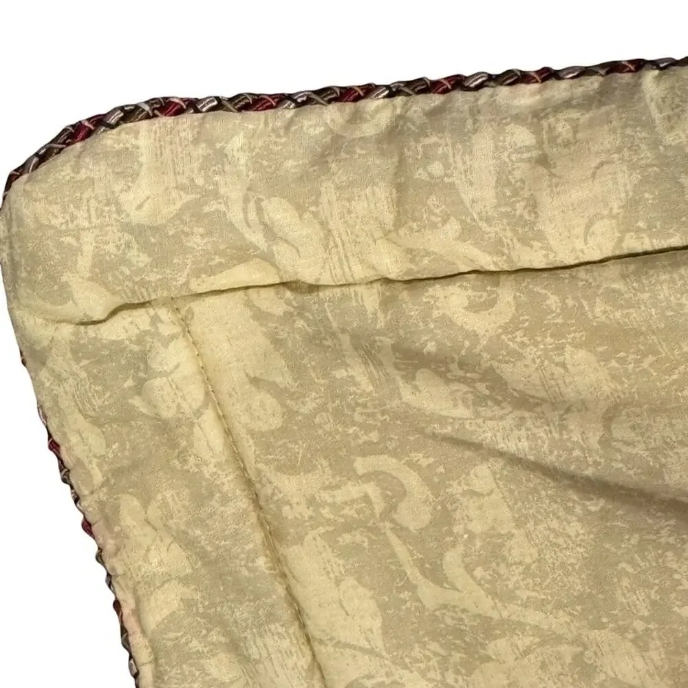 Croscill Home King Size Tapestry Burgundy Green Pillow Shams Bedding Rope Trim